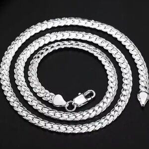 Men’s  Women’s Silver Plated 5mm Chain Necklace 19”